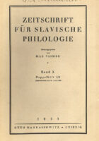 Zeitschrift für slavische Philologie, band X/1933
