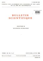 Bulletin Scientifique: Section B, Sciences Humaines