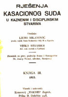 Riješenja kasacionog suda u kaznenim i disciplinskim stvarima