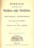 Commentar zum Gesetze über das Verfahren...