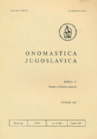 Onomastica Jugoslavica knjiga 12/1987