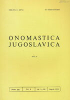 Onomastica Jugoslavica knjiga Vol. 8
