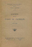 L'auteur De La Farce De Pathelin Relié